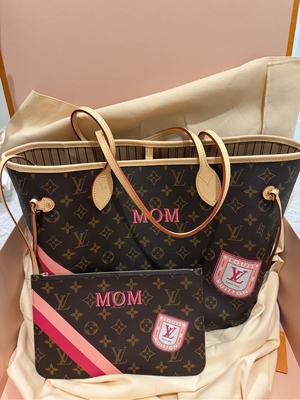 Custom Louis Vuitton Neverfull MM Mon Monogram